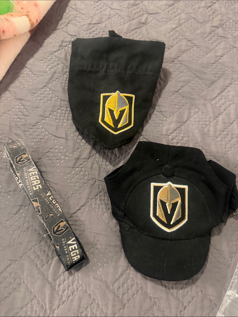 Vegas Gold & Black Dog Cap and Bandana Set - NHL Team Logo